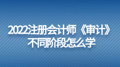 注冊會計師不同階段怎么學習審計一科
